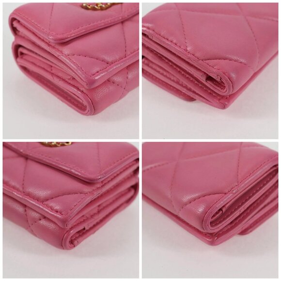 CHANEL Matelasse Compact Wallet Lamb Skin Pink Gold - Picture 16 of 16